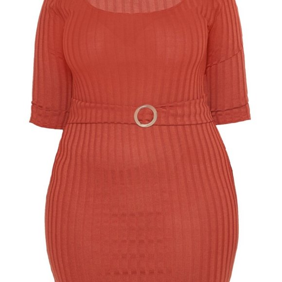 DONATED–PLT Plus | Ribbed Tortoise Shell Bodycon Dress - Picture 9 of 9